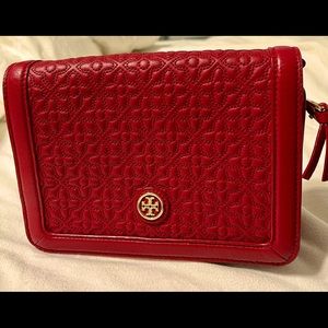 Tory burch red quilted handbag